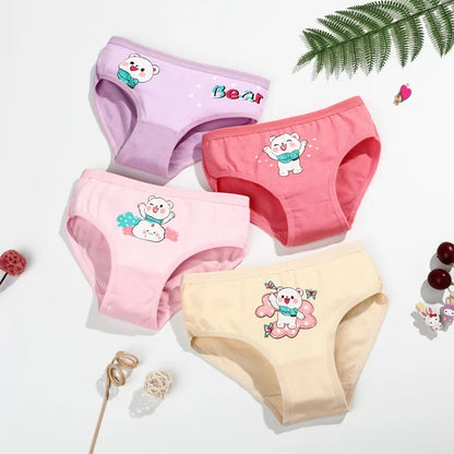 4 peças/lote design crianças meninas calcinha de algodão macio bonito dos desenhos animados unicórnio criança roupa interior para meninas crianças boxer respirável