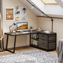 Tribesigns L-Shaped Computer Desk with 3 Drawers, Reversible Corner Home Office Desk with Shelves, 53-Inch Industrial PC Desk St