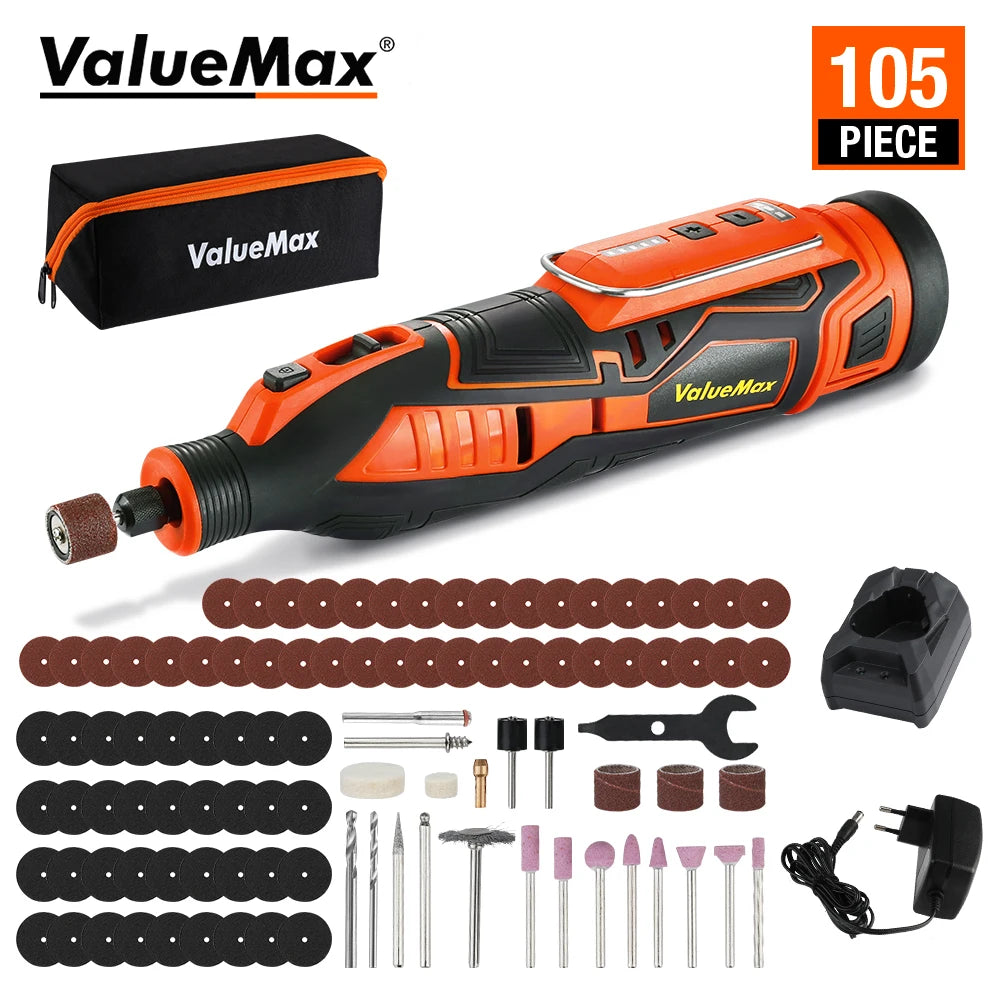 WORKPRO 12V Cordless Rotary Tool With Charger 5-speed 2.0Ah Mini Electric Grinder Machine Polishing Tools  & 114 Accessories
