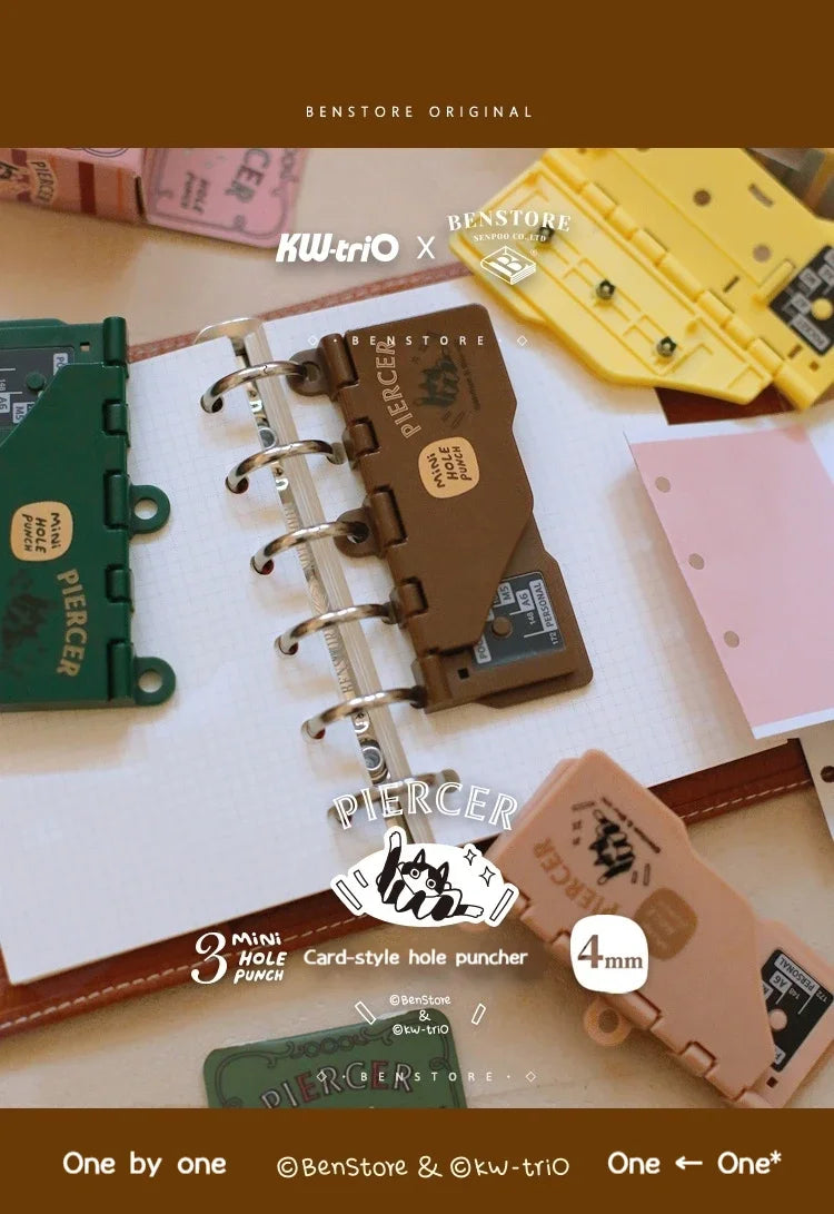 3-Hole 4mm Card Hole Punch Limited Edition Loose Leaf Notebook M5/A7 Portable Binder Punching Machine Office Supplies For 1paper