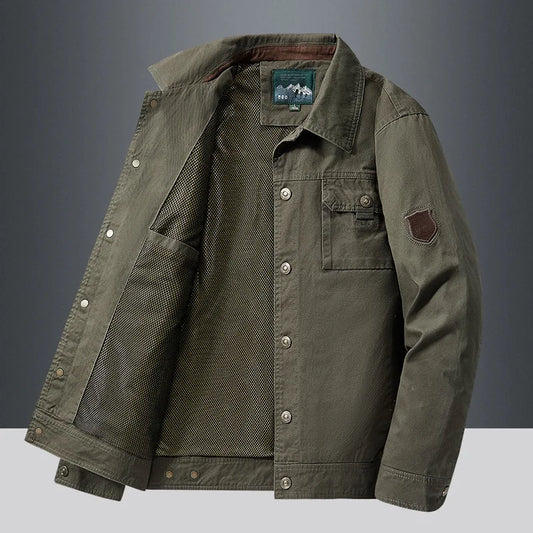 Chaqueta cortavientos de algodón para hombre, estilo militar, táctica, informal, de carga, primavera y otoño, 2024