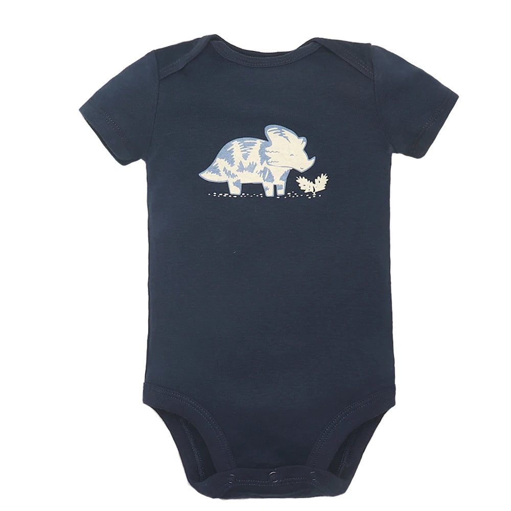 Lote de 5 monos para bebés y niñas, 100 % algodón, de manga corta, para recién nacidos de 6 a 24 meses.