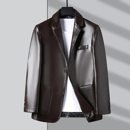 Men Jacket with Button Decoration Stylish Lapel Collar Men's Jacket with Button Cuffs Pocket Faux for Outdoor for Extended