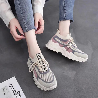 2024 Fashionable Flying Woven Women's Running Shoes Korean-Style Women's Shoes Breathable Lightweight Sports Shoes Ladies Shoes