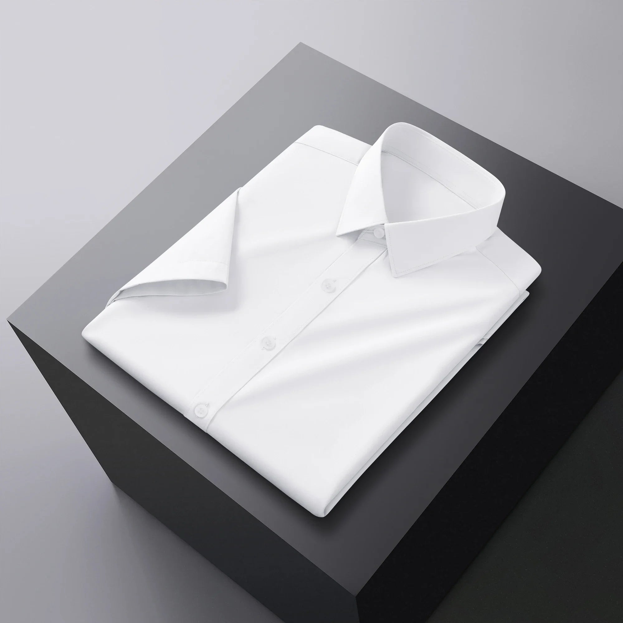 Men's Business Casual Solid Color Short Sleeve Shirt Summer Fashion No Ironing Comfortable Versatile Top for Men