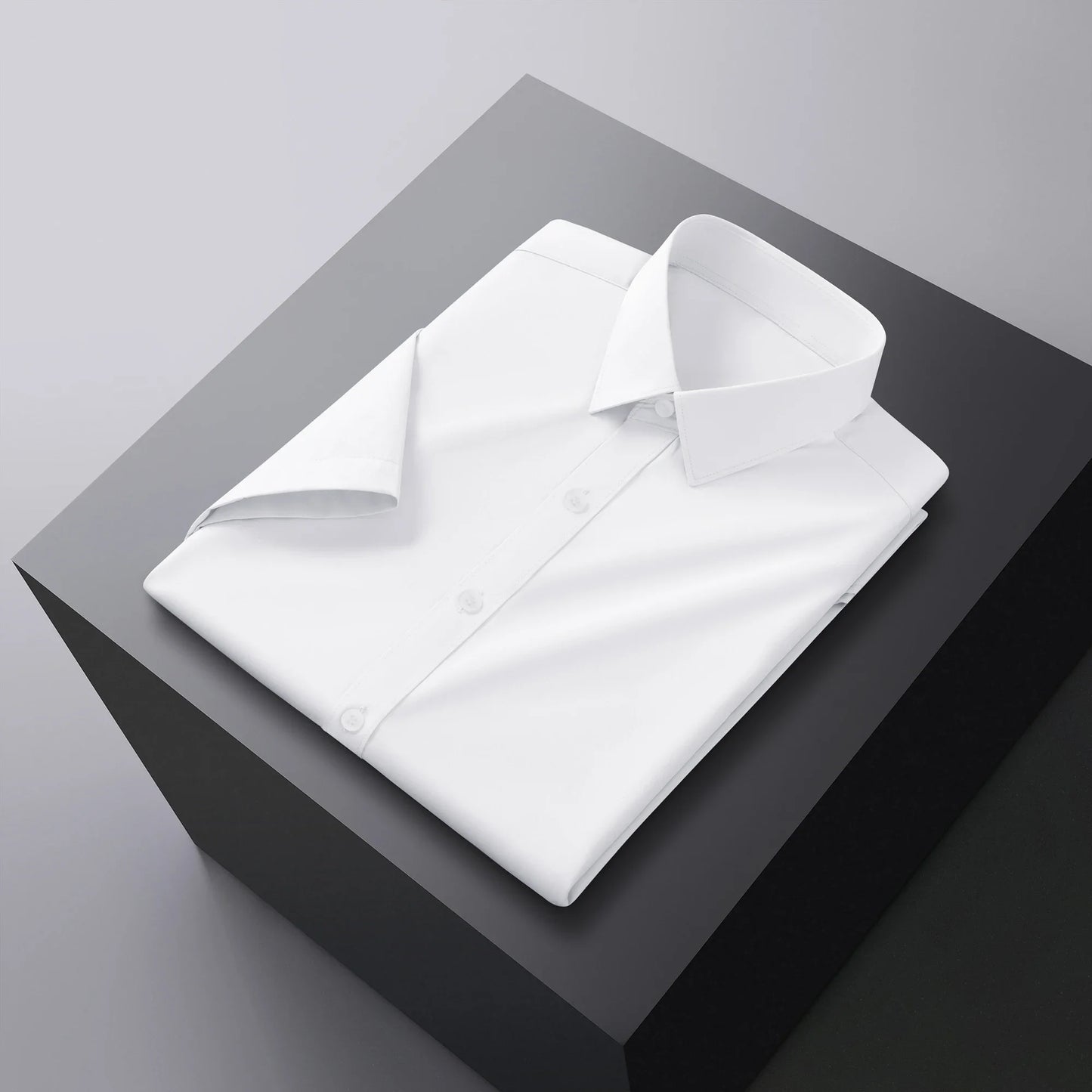 Men's Business Casual Solid Color Short Sleeve Shirt Summer Fashion No Ironing Comfortable Versatile Top for Men