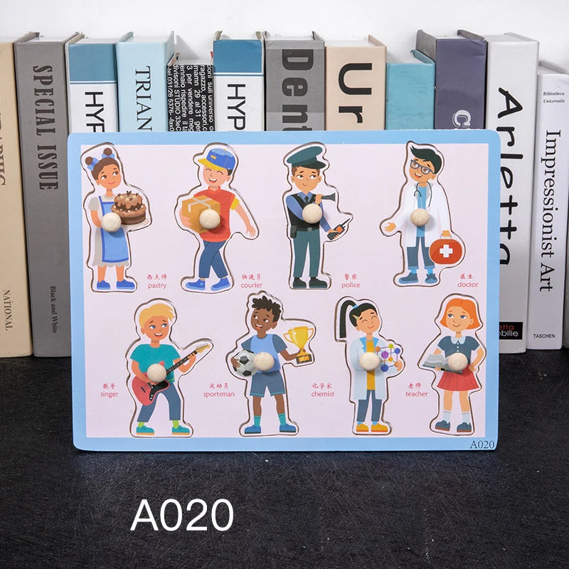 Toddler Wooden Peg 3D Puzzles Kids Toys Alphabet Montessori Education Learning Toys Great Preschool Gift for Girls and Boys