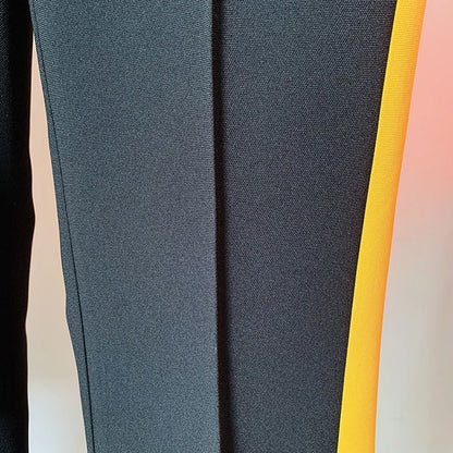HIGH QUALITY Newest 2025 Star Style Fashion Designer Runway Suit Set Women's Single Button Color Block Blazer Flare Pants Suit