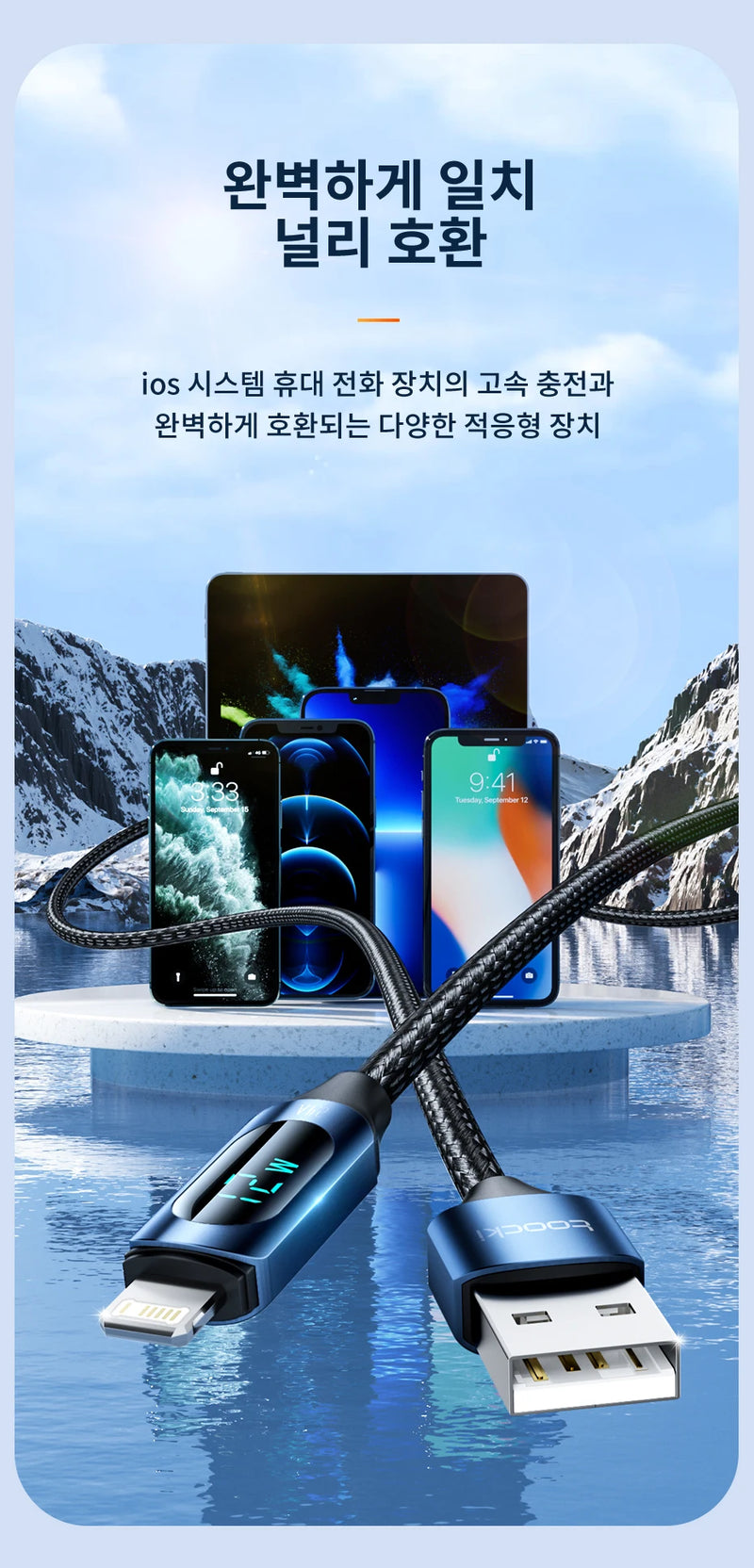 Toocki LED Display USB Cable For iPhone 14 13 12 11 Pro Max Fast Charger Charging Lightning 2.4A USB Wire Cord X XR 8 7 1m 2m