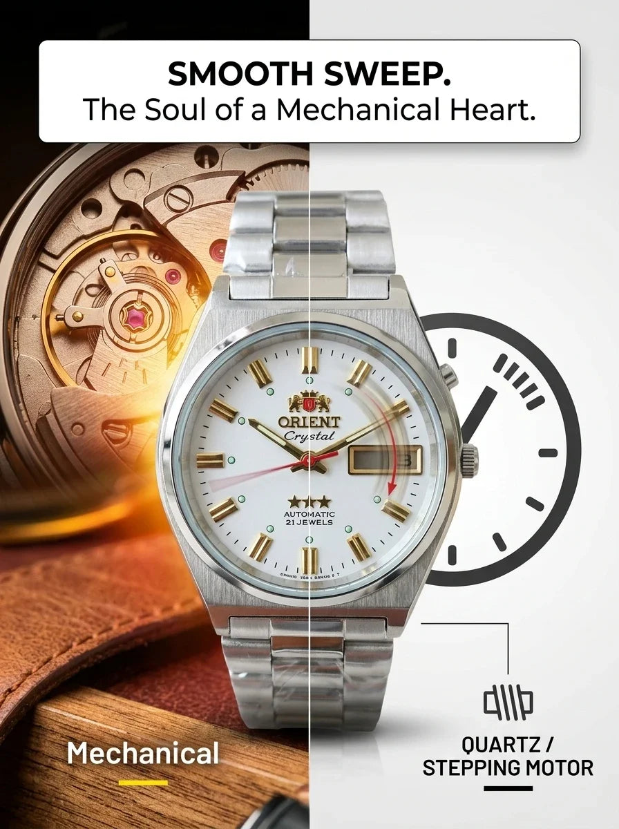Relógio masculino automático vintage 36mm mostrador champagne em aço inox