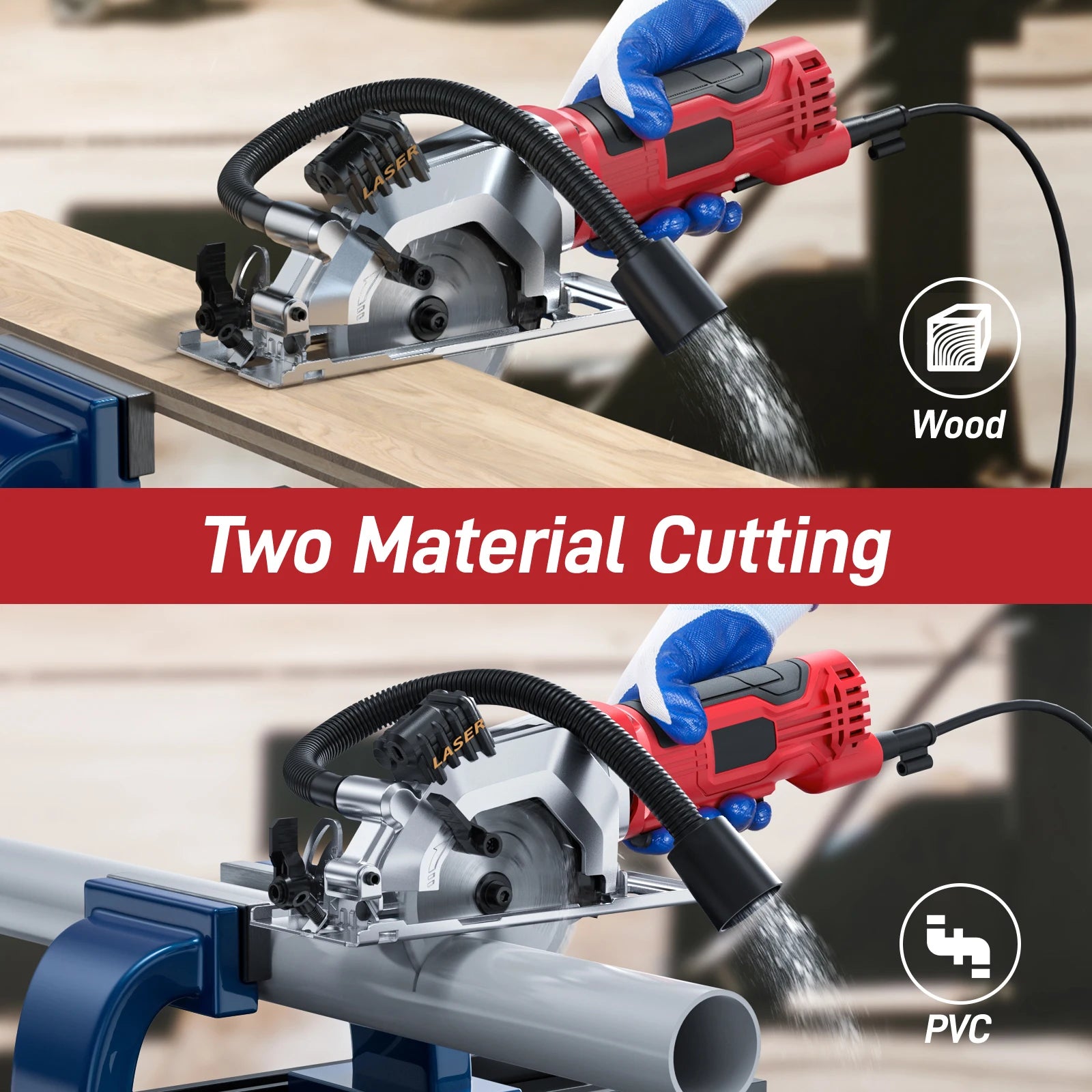 Geevorks Mini Circular Saw 4.8 Amp 4-1/2 Inch Compact Circular Saw 3700RPM Electric Circular Saws with Laser Cutting Guide