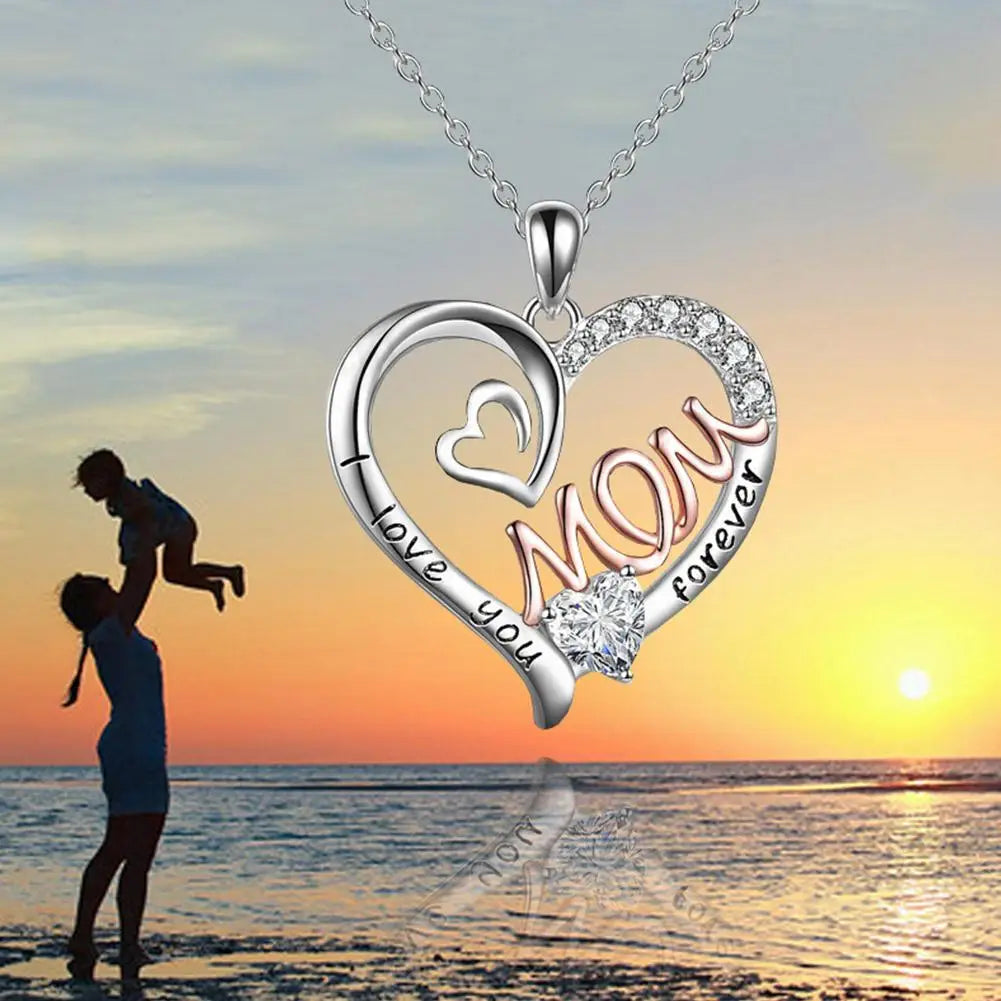 Collar con colgante de flor de amor para el Día de la Madre, cumpleaños, mamá, letra, chapado en oro, joyería de aleación plateada.