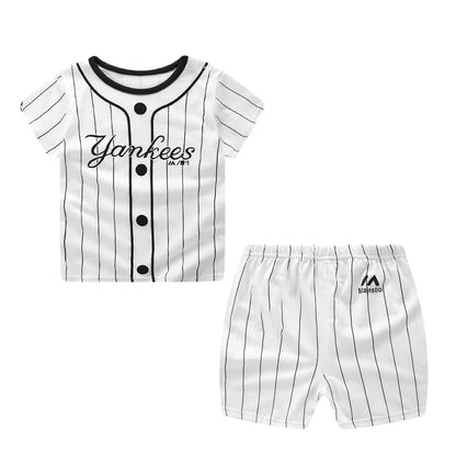 Mickey Mouse Summer T-shirt Shorts Children's Short Sleeve Set Cotton Tees Tracksuits Boys Girls Clothes Casual Two Piece