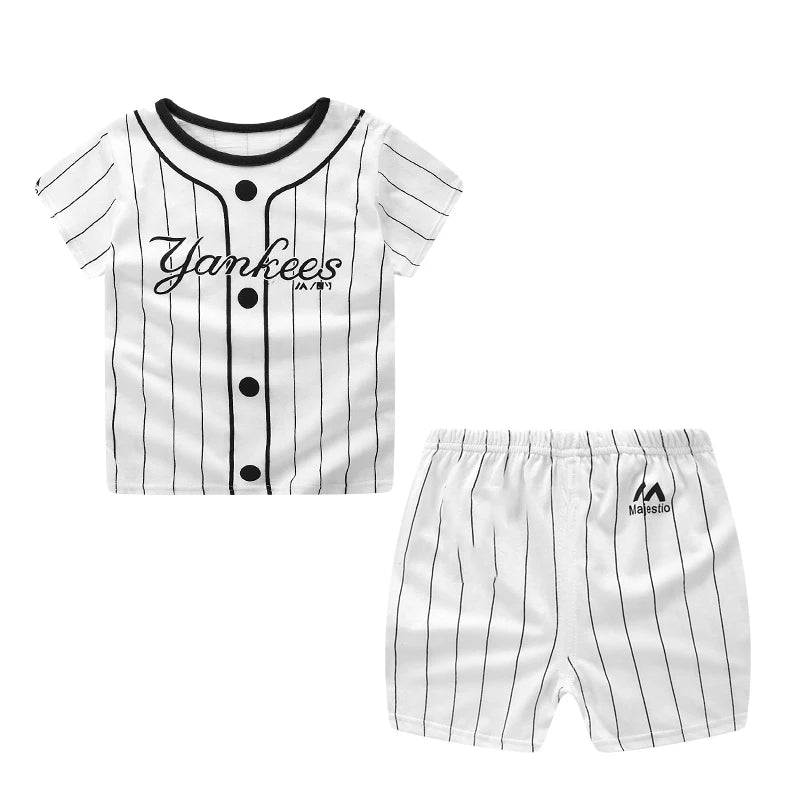 Mickey Mouse Summer T-shirt Shorts Children's Short Sleeve Set Cotton Tees Tracksuits Boys Girls Clothes Casual Two Piece