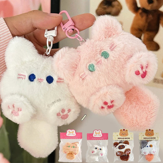 PLush Cat Wallet Keychain Soft Stuffed Animal Little Cat Bag Car Pendant Keychain Trinket Kids Stuffed Keychains Accessories