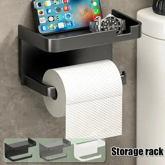 Toilet Paper Holder Plastic Storage Rack Kitchen Towel Placement of Seasoning Bottles Bathroom Wall Roll of Paper Phone Storage