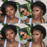 Pixie Cut Wig Short Curly Human Hair Wigs Brazilian Wig Cheap Remy Hair 13X1 Transparent Lace Wigs For Women Sale