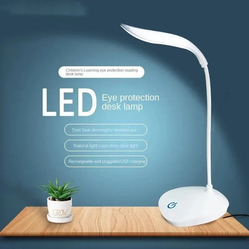 LED Table Lamp USB Chargeable 3 Color Stepless Dimmable Desk Lamp Touch Foldable Eye Protection Reading Night Light Rechargeable