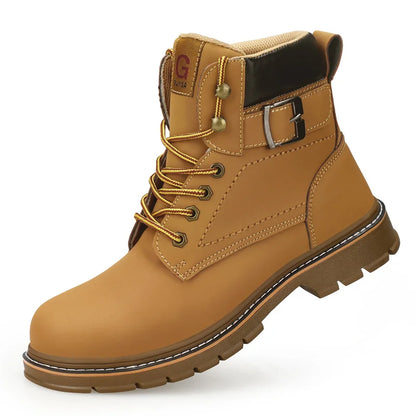 Latest 2023 Waterproof Men Leather Boots Steel Toe Cap Safety Work Shoes Anti Smashing Indestructible Construction Welding Boots