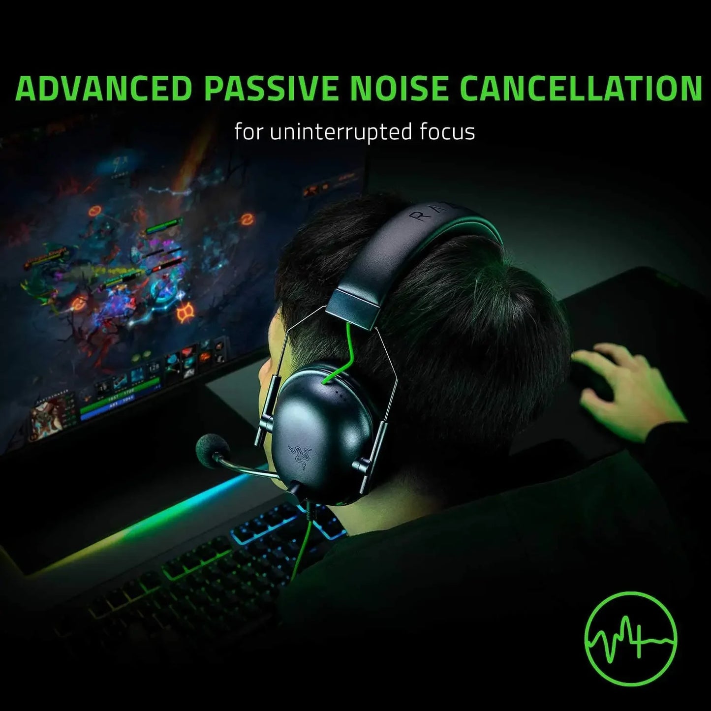 Auriculares con cable para eSports Razer BlackShark V2 X: cancelación de ruido pasiva avanzada, sonido envolvente 7.1 y micrófono cardioide hiperclaro.