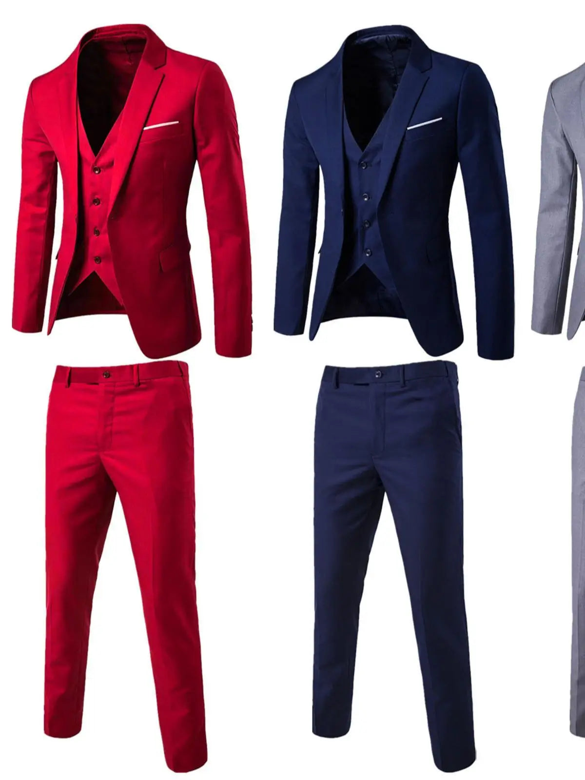 3pcs Suit Men Slim Formal Suit Solid Color Blazer Vest Pants Set 3 Piece Mens Suit Business Suit costume homme костюм мужской