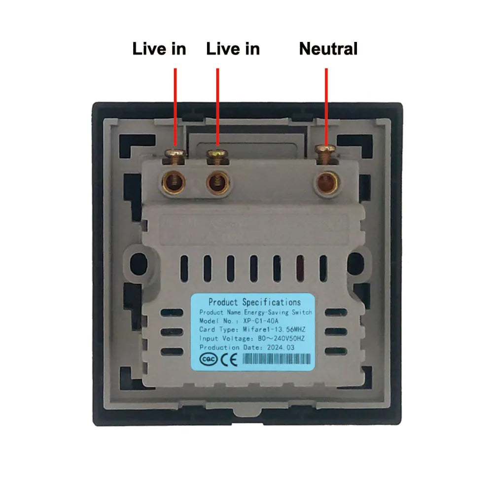 1pcs Hotel Energy Saving Switch IC Card 13.56M 15S Time Delay Wide Voltage 80V-240V 8800W 40A Three Lines