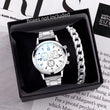 1/2PCS Men Business Watches Fashion Men's Steel Band Quartz Watch with Bracelet（Box not Included）