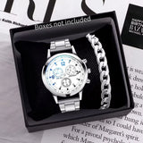 1/2PCS Men Business Watches Fashion Men's Steel Band Quartz Watch with Bracelet（Box not Included）