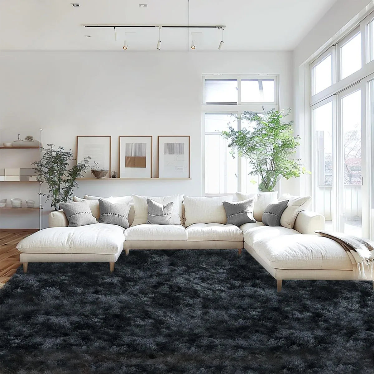 Soft Area Rugs for Living Room Non-Slip Thick Plush Carpets for Winter Anti-Slip Fluffy Artificial Velvet Rugs Soft Gray Carpets