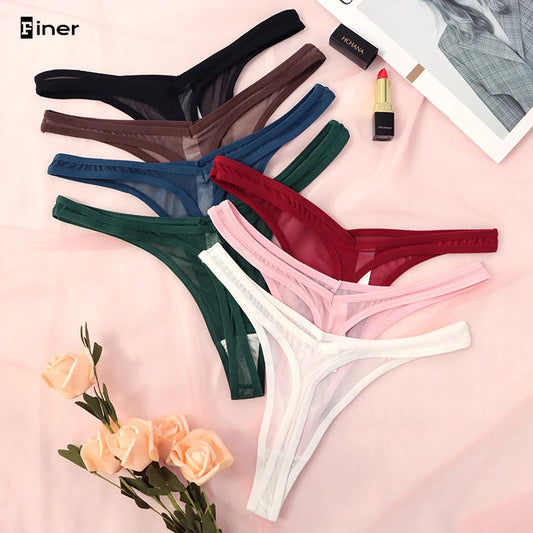 Tangas sin costuras para mujer, tangas diminutas, lencería sexy, tanga de malla translúcida, ropa interior suave con espalda en T, bragas Tangalar
