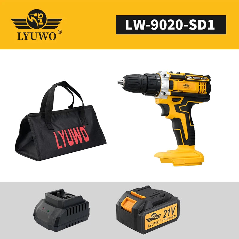 LYUWO Rechargeable Electric Hand Drill, Pistol Drill, Electric Screwdriver, Household Impact Hand Drill Tool,Use MT Battery