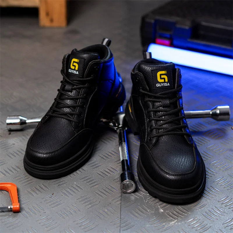 Latest 2023 Waterproof Men Leather Boots Steel Toe Cap Safety Work Shoes Anti Smashing Indestructible Construction Welding Boots