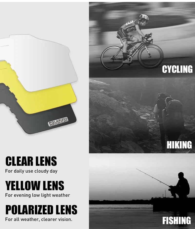 Polarized Cycling Glasses 4 Lens 2025 Men Women Sport Fishing Running Sunglasses Road Mountain Bike Goggles MTB Bicycle Eyewear
