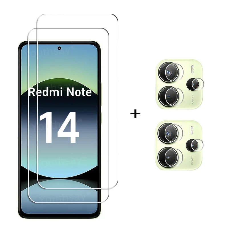 6in1 Full Glue Glass For Xiaomi Redmi Note 14 Tempered Glass Redmi Note 14 Screen Protector Camera Lens Film Redmi Note 14