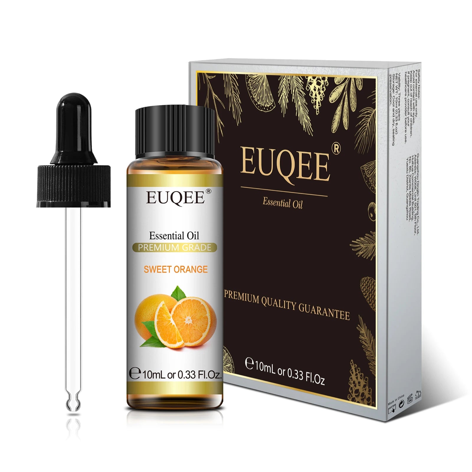 Óleo Essencial Natural de Plantas EUQEE 10ml com Conta-gotas para Difusor e Umidificador – Lavanda, Jasmim, Eucalipto e Baunilha