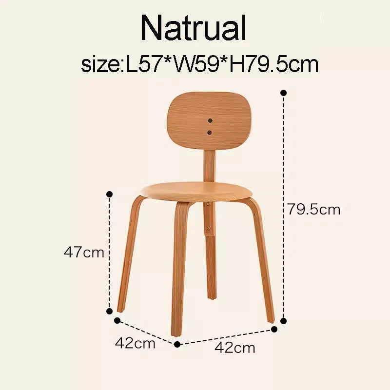 Nordic Plywood Dining Round Seat Stackable Vintage Curved Backrest Chair