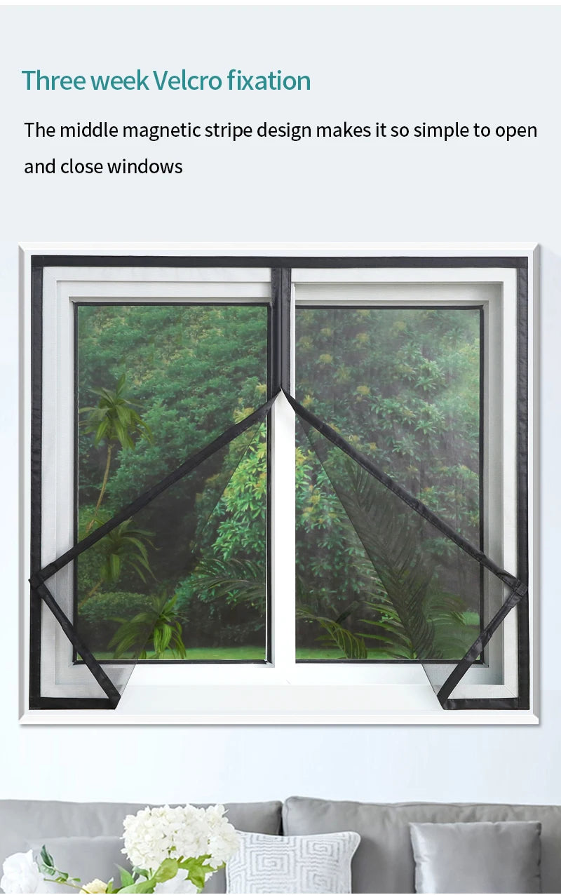 Black，Mosquito net magnetic screen air curtain invisible customized size，Magnetic stripe opens from the middle，motorhomes， car