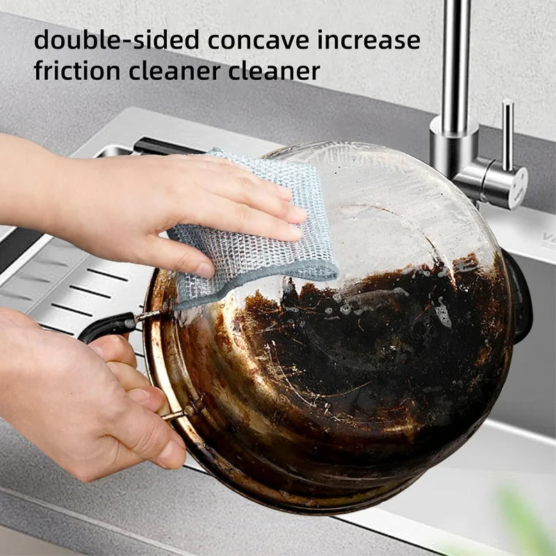 20/1pcs Magic Cleaning Cloth, Thickened Double-Sided Metal Steel Wire Rags, Kitchen Dish Pot Washing Cloths, Towel Clean Tools