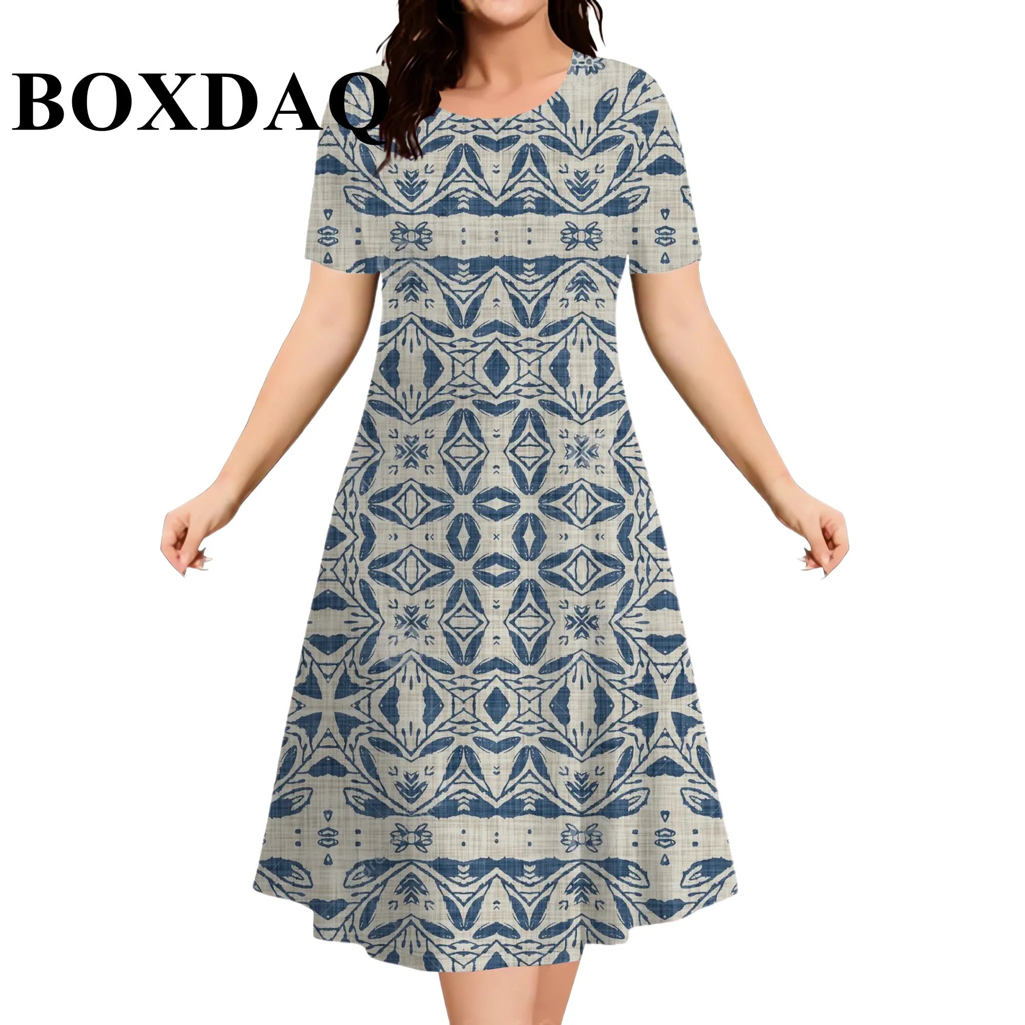 9XL Plus Size Short Sleeve Dresses For Women 2026 Fashion Summer Dot 3D Print Round Neck Dress Female Casual Oversized Clothing