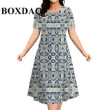 9XL Plus Size Short Sleeve Dresses For Women 2026 Fashion Summer Dot 3D Print Round Neck Dress Female Casual Oversized Clothing