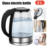 2L Large Capacity Electric Kettle 220V Glass Tea Kettle Home Kitchen Water Heater 1500-1800W EU/UK Plug Water Boiler