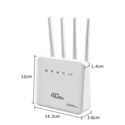 XUNYOU-LINK 4G LTE WiFi Router WiFi 6 300Mbps SIM Modem Wireless WiFi Modem Support 32 Device WIFI Router for Asia Africa Europe