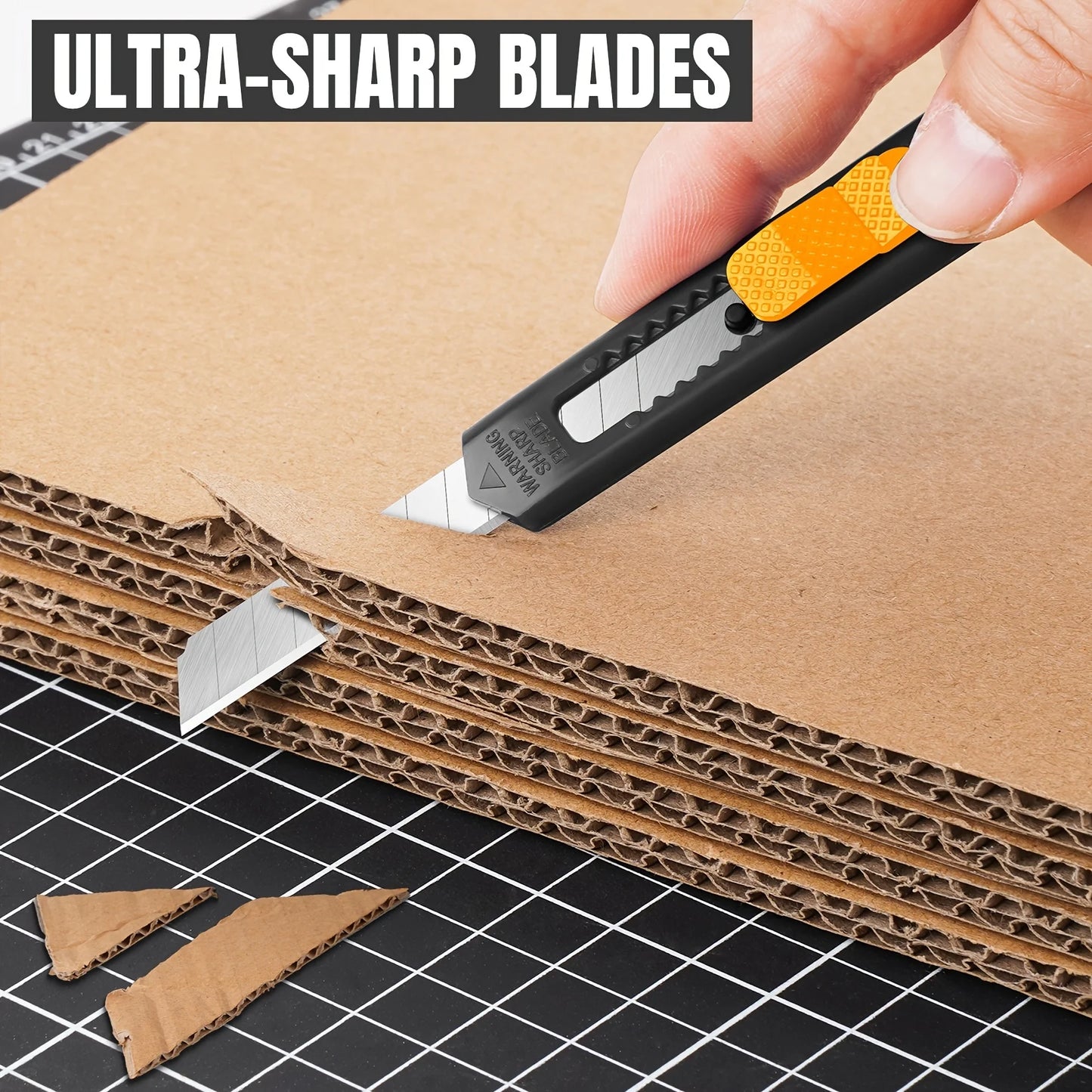 4/24 Pack Box Cutter Retractable, Utility Knife 9MM Wide Snap-Off Blades, Exacto Knife for Cutting Box, Wrapping, Cardboard