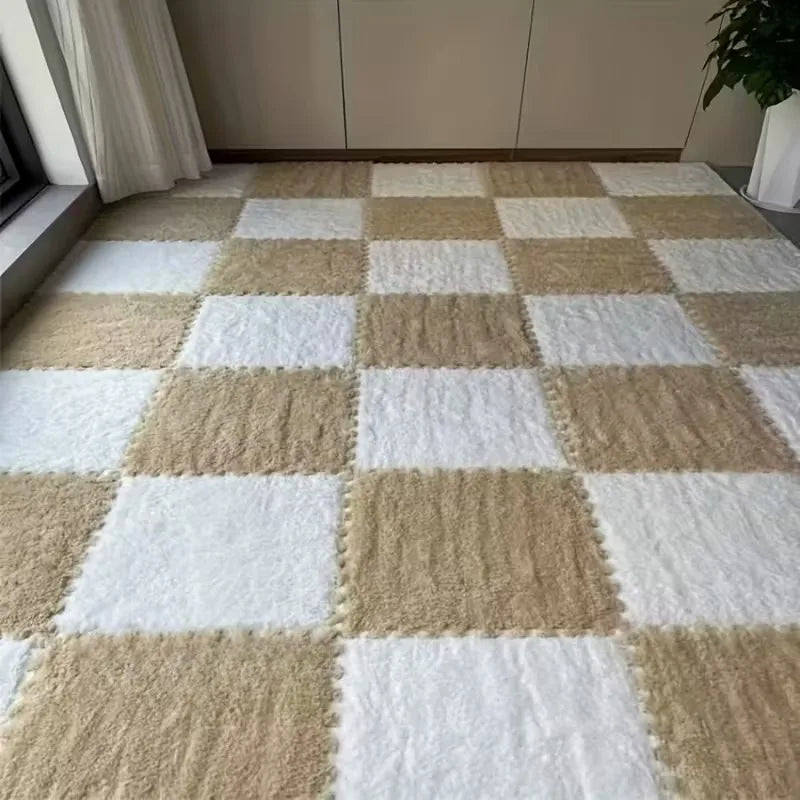 Soft Plush Puzzle Mat BPA-free Interlocking Foam Living Room Rug Warm Non-slip Washable Floor Protector Home Decor Mat