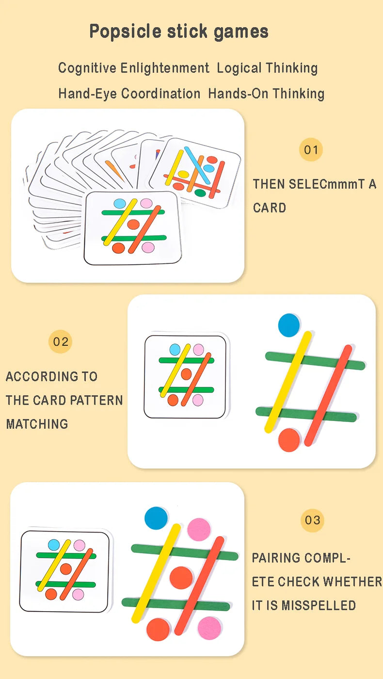 Early Learning Cognitive Rainbow Stick, Children's Color Matching Puzzle, Math Enlightenment, Puzzle Games, Montessori Block Toy