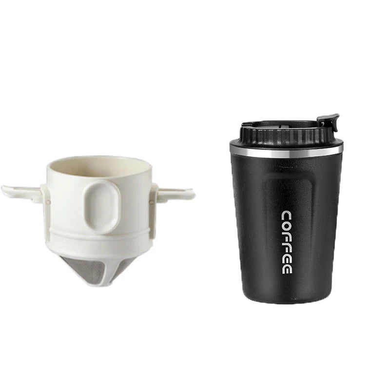 Filtro de café portátil de acero inoxidable 304, soporte para café y té, taza reutilizable, juego de taza de té con gotero, cafetera, utensilios de café