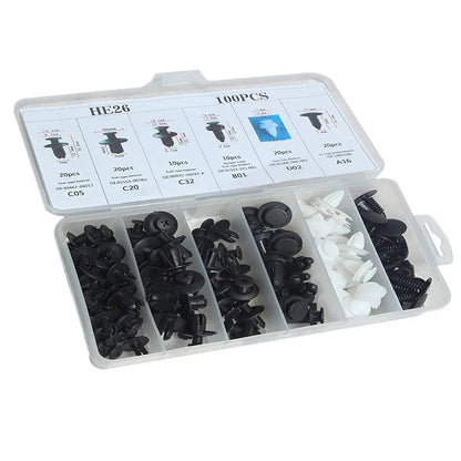 Kit de 100 clips de sujeción para coche, remaches para guardabarros, pasadores de retención para carrocería, remaches para parachoques, paneles de puerta, clips de retención para coche.