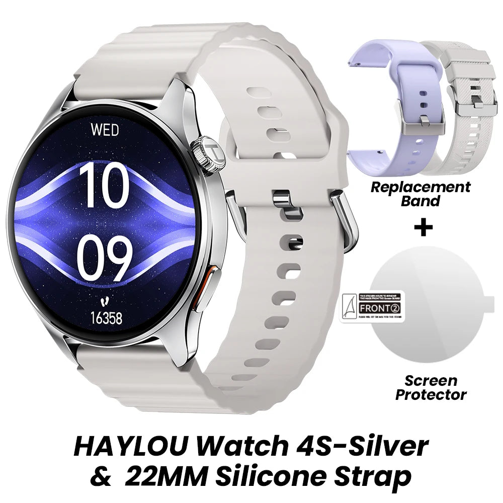 Smartwatch HAYLOU Watch 4S com GPS, tela AMOLED HD de 1,43", posicionamento GPS via 5 satélites e mais de 120 modos de treino – Relógio inteligente para esportes e fitness