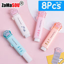 1-8Pcs New! Kawaii Cat Paw Rubber Erasers Retractable Pencil Eraser for Kids Students School Home Office Writing Drawing