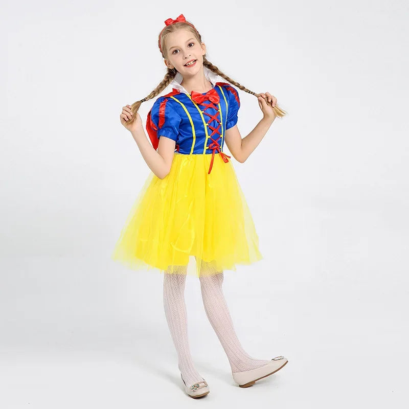 Fantasia de Princesa Branca de Neve para Meninas – Halloween, Festa de Aniversário, Brincadeiras e Fantasias Infantis (com Capa)